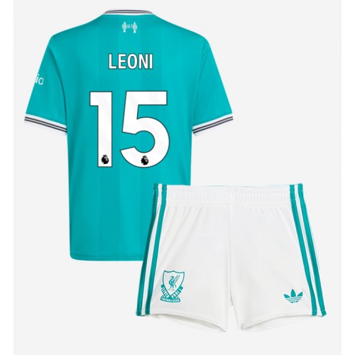 Stroje piłkarskie Liverpool Giovanni Leoni #15 Koszulka Trzeciej dla dzieci 2025-26 Krótki Rękaw (+ szorty)